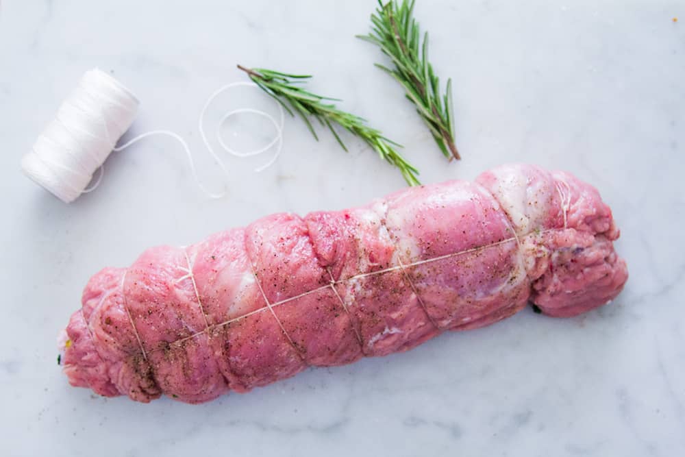 Veal stuffed already rolled and tied.