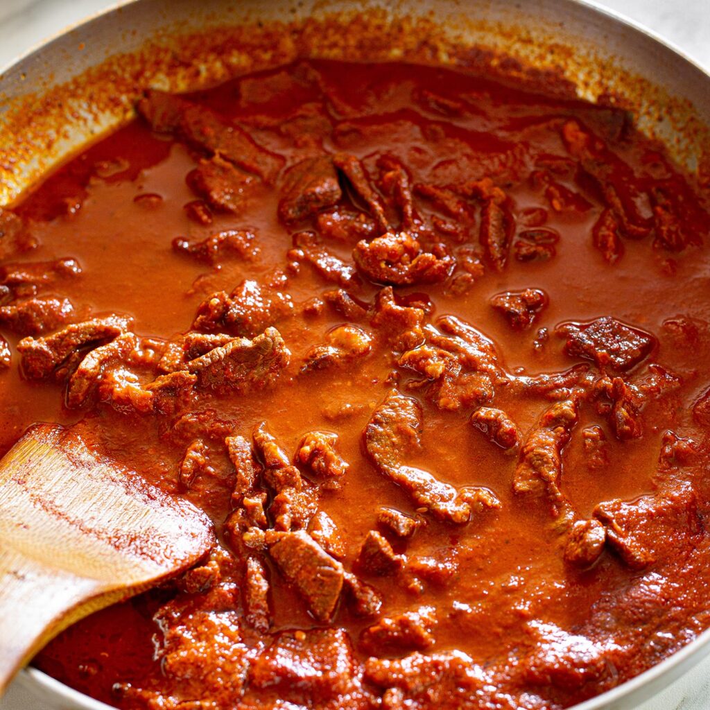 Mexican beef chile rojo recipe.