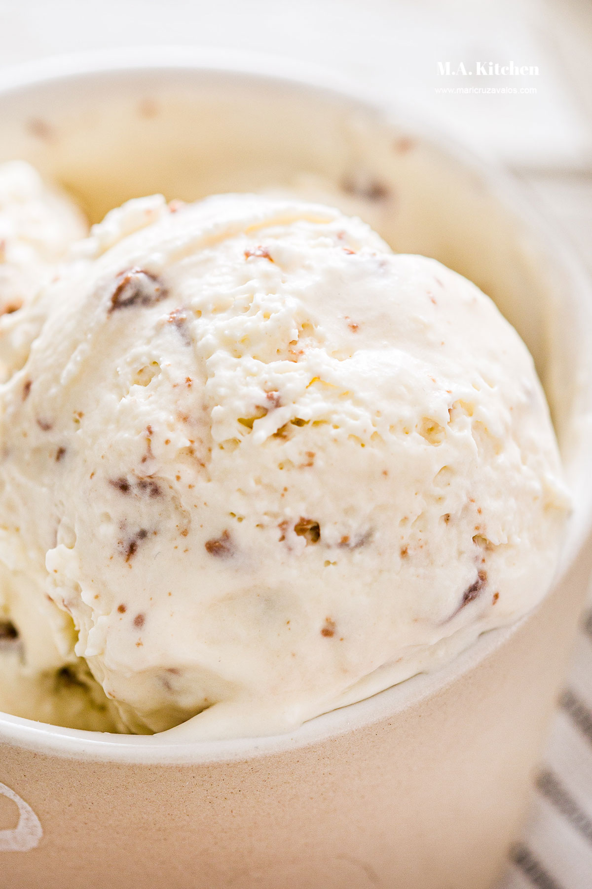 Close-up of stracciatella gelato ice cream.
